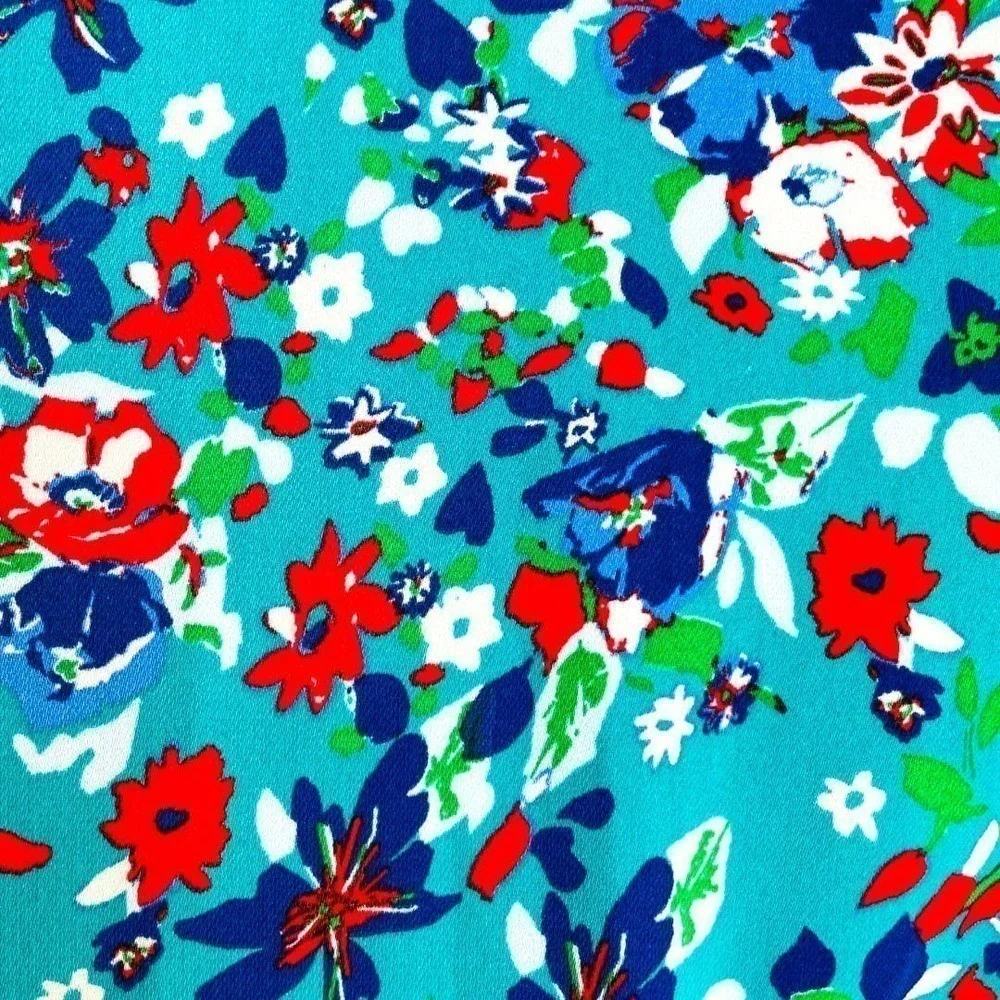 🍀J Crew Teal Floral Flutter Sleeve Wrap Dress Women’s Size 4